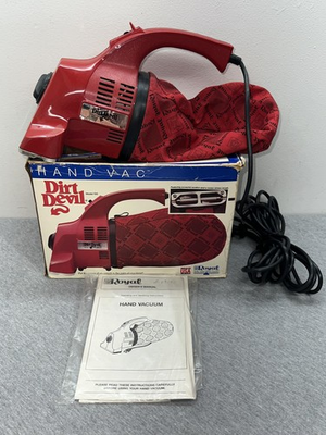 #ad Vintage Dirt Devil 103 Hand Vacuum Cleaner Red Handheld Bagged USA W Box Manual $44.99