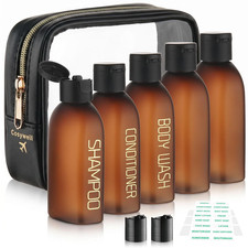 3.4Oz 5 Pack Travel Bottles for Toiletries Brown Toiletry Bottles