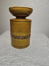 Carved Wooden 2 Piece Stack Ashtray & Cigarette Holder Progreso Yuctan Mexico