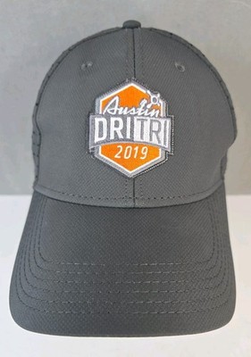 Austin Texas lightweight hat DRI TRI triathlon patch gray perforated mesh cap