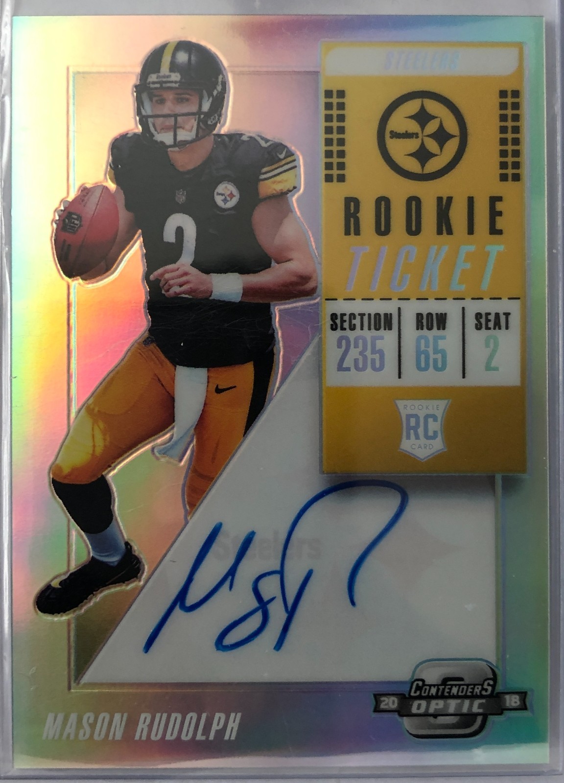 2018 Mason Rudolph Contenders Optic Rookie Ticket Auto card RC Steelers