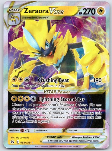 Zeraora VSTAR 055/159 Crown Zenith Holo Pokemon NM aky CG Works
