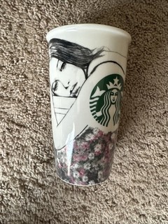 Starbucks 2013 Charlotte Ronson Double Wall Ceramic 12 oz Travel Tumbler Mug EUC