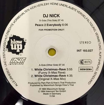 DJ Nick - White Christmas-Rave 12'' Promo Vinyl Electronic Happy Hardcore 28787