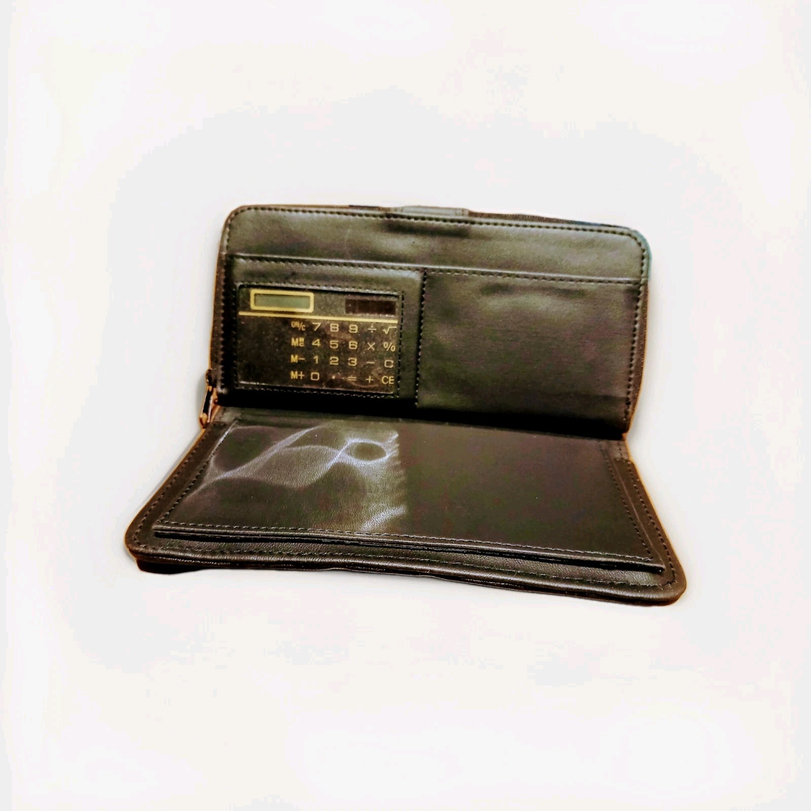 Black Leather Patchwork Accented Clutch Coin Card… - image 3