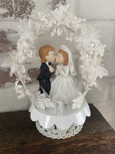 Vtg Lefton 1983 Porcelain Bisque Wedding 8  Cake Topper Bride  Groom 04567 Geo