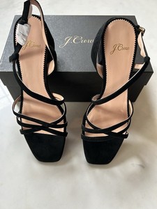 JCREW Womens NEW Black Suede Asymmetrical Block Heel Open Toe Size 9 $55