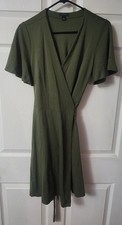 Ann Taylor Short Sleeve Tie Waist Shirtdress Olive Green Size 6