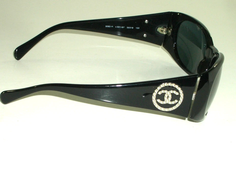 56[]18 CHANEL ITALY 5082-H c.501/87 130 BLUEISH GRAY TONE BLACK WRAP SUNGLASSES - Image 3 of 4