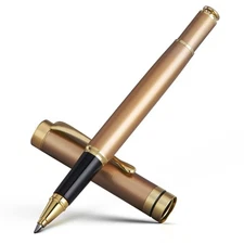 Pens Stainless Steel with Chrome Trim Luxury Golden Metal Pen Set Best Ball Pen