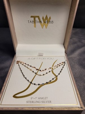 Tabitha Webb Anklet NIB 9in + 1in extender Sterling Silver