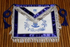 Freemason Past Master Mason Apron Masonic Square & Compass Fringe & Tassels VTG.