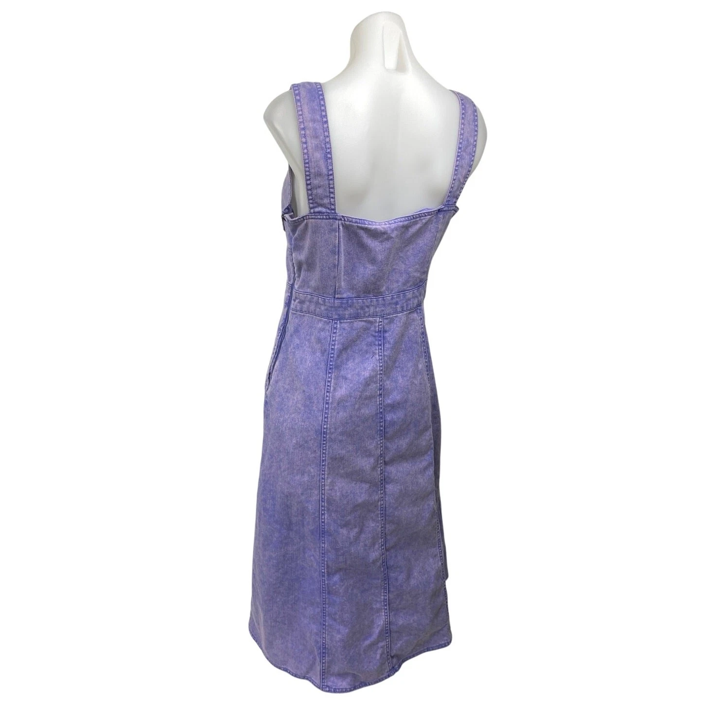 VETEMENTS Abito midi jeans denim senza maniche spacco viola Future Collective linea A taglia 6