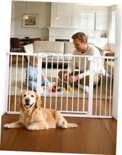 29-55" Extra Wide Baby Gate with Door, PressGuard 30"Tall 29"-55" Wide White