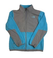 North Face Polartec Fleece Mock Neck Sweater Full Zip Baby Blue Girls Size XL