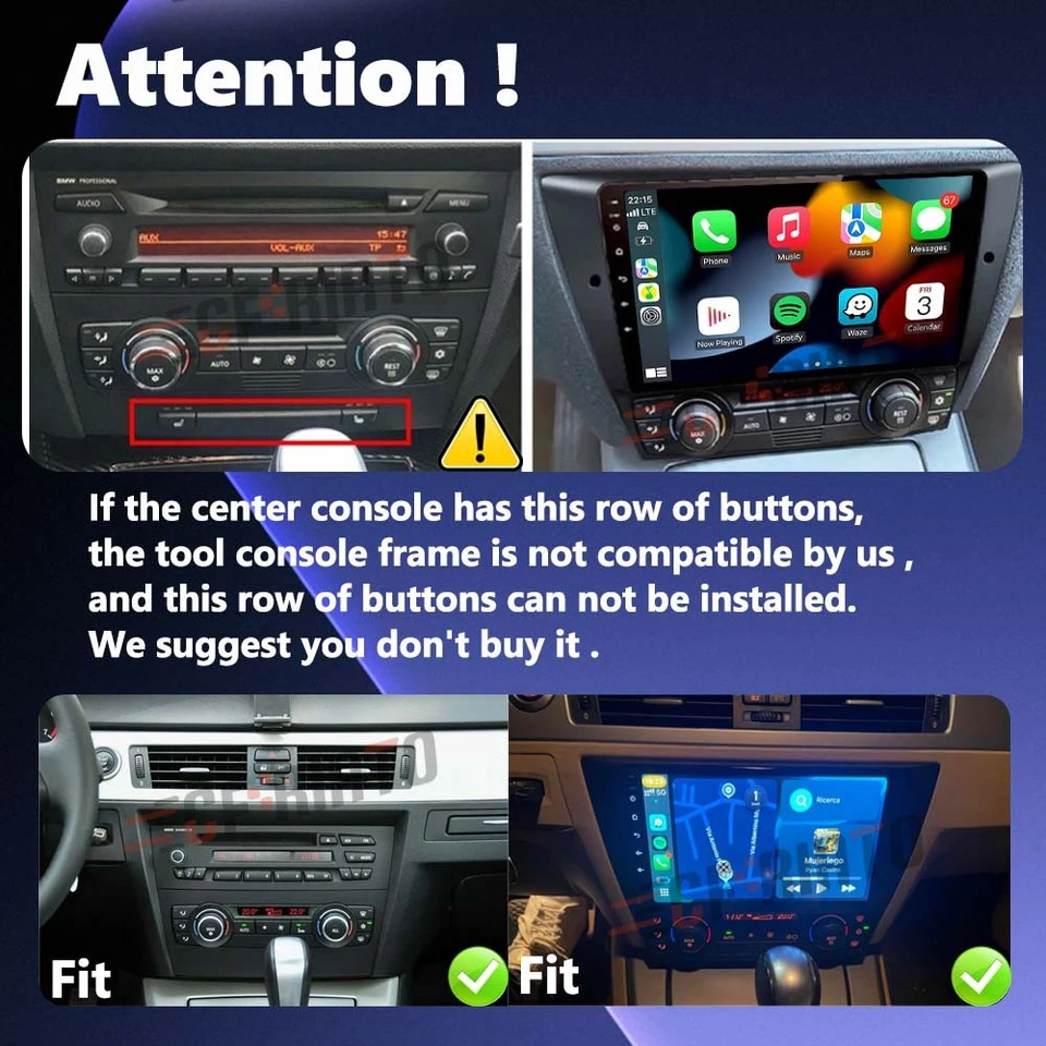 Carplay For BMW 3 E90 M3 328i 335i Android 15 Car GPS Stereo Radio Bluetooth Cam Foto 2 de 4