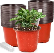 100 Pcs 4" Plastic Plant Nursery Pots + 100 Labels