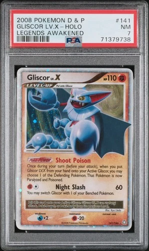 GLISCOR LV.X HOLO 141/146 LEGENDS AWAKENED POKEMON PSA 7
