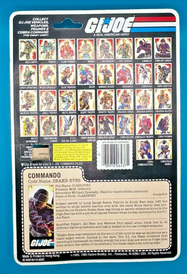 GIJOE 1985 HASBRO OJOS DE SERPIENTE CON MADERA Serie 4 34-Back ORIGINAL Foto 4 de 4