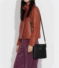 Coach Black Pebbled Crossbody Bag Gold Hardware Logo Accent Designer
