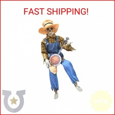 23.6 Inch Animated Banjo Skeleton Halloween Decorations, Funny Animated Dueling