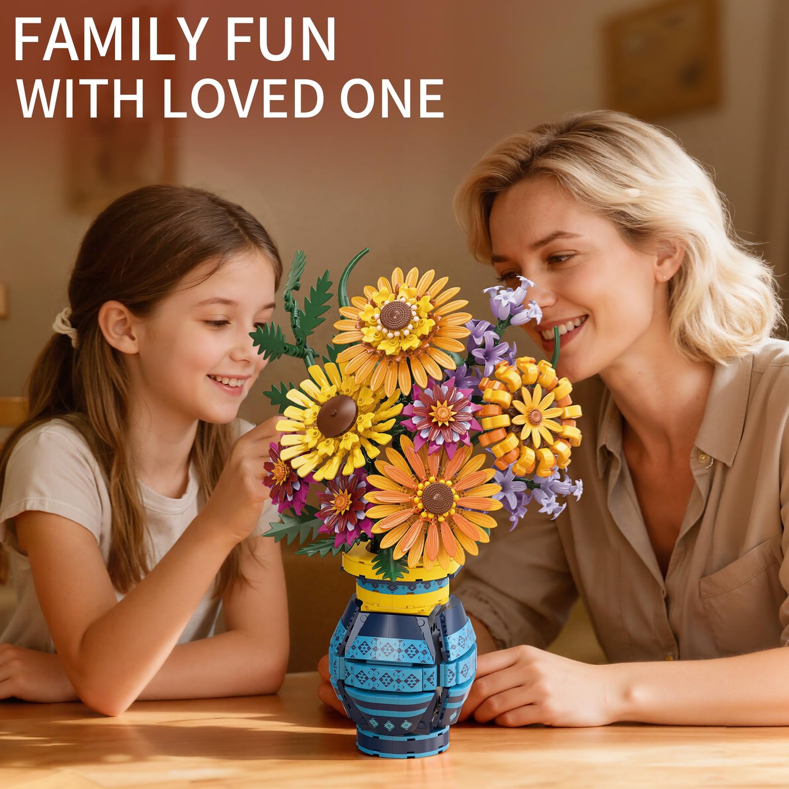 Sunflower Bouquet Building Blocks w/ Vase Set, 1065 PCS Botanical Collection, Bi - Image 3
