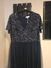 Navy blue prom sequin dress size 18