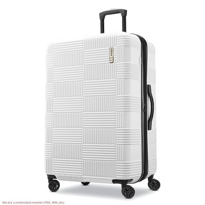 American Tourister NXT Hardside Large Checked Spinner Suitcase - White