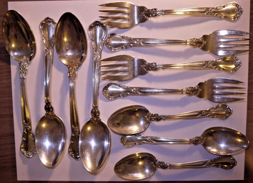 Vintage Lot of 11 GORHAM CHANTILLY Sterling Silver Forks, Spoons Set 14.36 oz