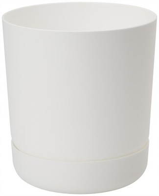 Satina 25 Runder Blumentopf mit Untersetzer | Weiß