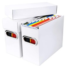 File Organizer Box with Lid  Handle, Thickened Cardboard Hanging File Folder St