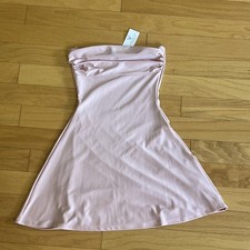 Windsor Pink Solid Ruched Strapless Satin Mini Dress Sleeveless Size M