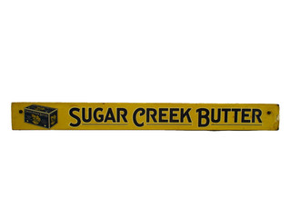 Sugar Creek Butter Porcelain Sign Farm Home Office Tin USA Vintage Dairy Cow