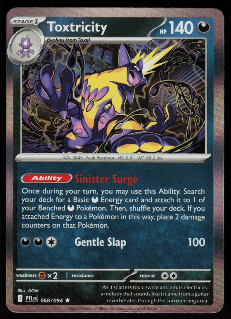 Toxtricity 068/094 Rare Phantasmal Flames Pokemon Holo Near Mint