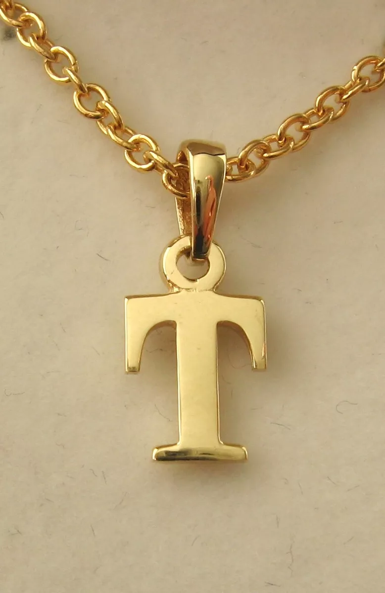 GENUINE 9K 9ct SOLID GOLD INITIALS T LETTER ALPHABET PENDANT with