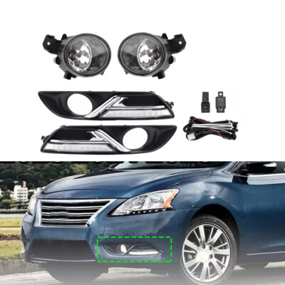 Set of LED DRL Daytime Running Light Fog Lamp For Nissan Sylphy