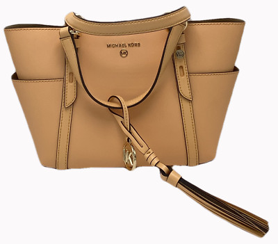 Michael Kors Charlotte Bag Tote Leather Purse Grapefruit Priority Mail Ship