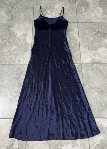 Jessica McClintock Gunne Sax y2k Velvet Satin Maxi Dress Evening Gown Navy 3 / 4 - Picture 15 of 22