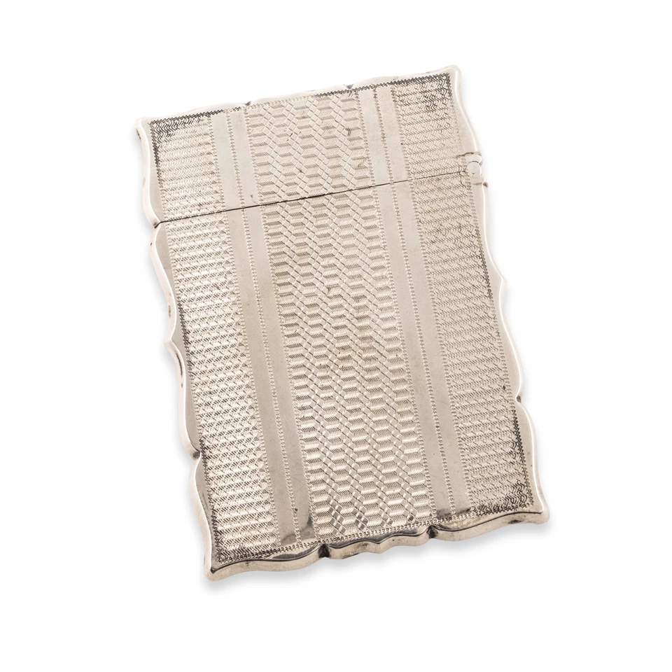 AMERICAN ART DECO COIN SILVER CARD CASE ENGINE TURNED MONOGRAM MOTHER TO ELLA - Image 3 of 4