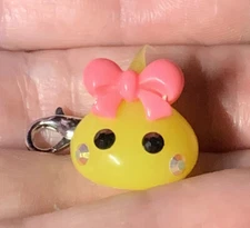 Yellow Teardrop With Pink Bowknot Charm Zipper Pull & Keychain Add On Clip!!