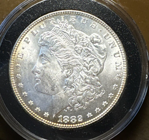 1882 P Morgan Silver Dollar Philadelphia AU In Capsule
