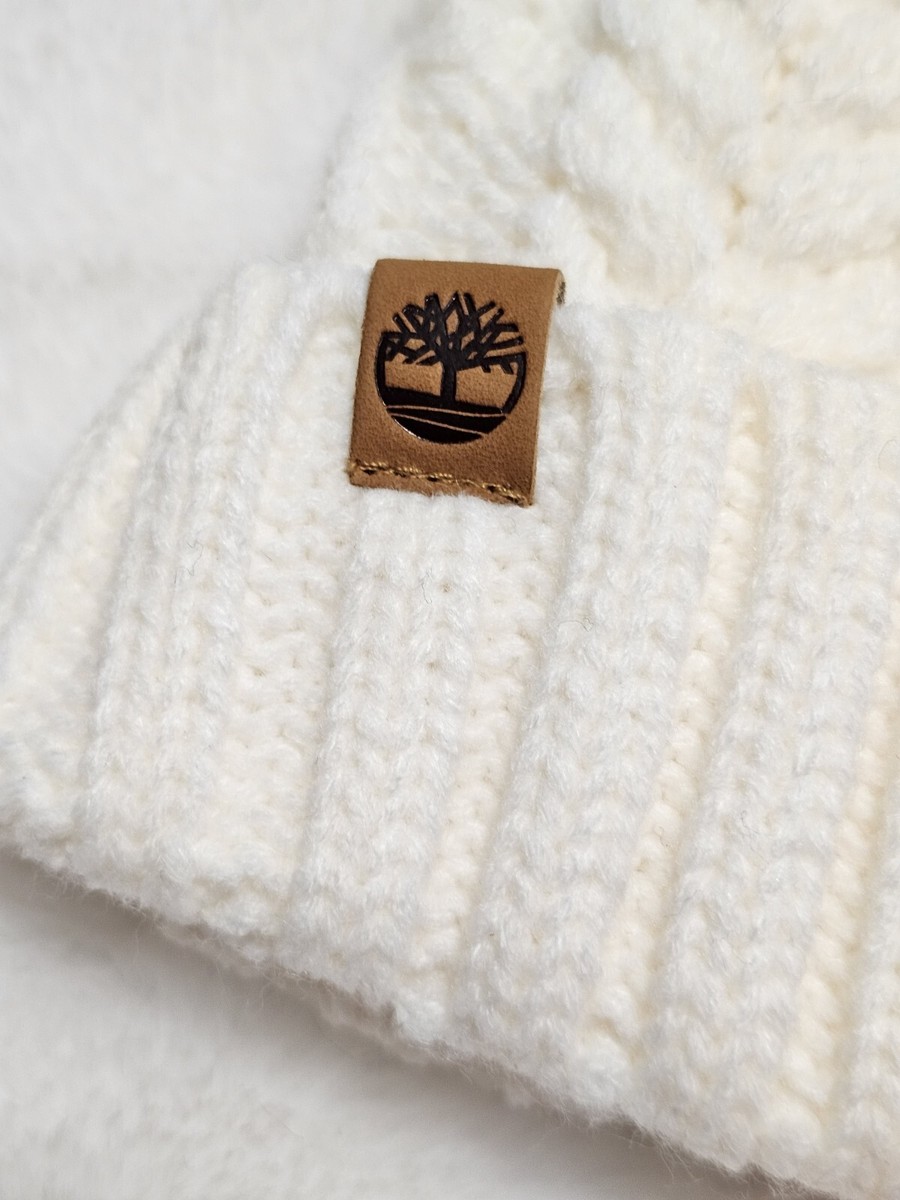 NWT Timberland Cable Knit PomPom Beanie with Fleece Lining  display picture 1