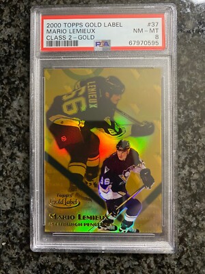 2000-01 Topps Gold Label Class 2 Gold #/299 Mario Lemieux #37 HOF PSA 8