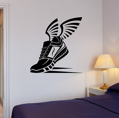 Wall Decal Sneaker With Wings Shoes Vinyl Sticker (ed1849)