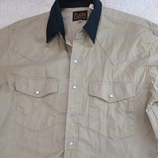 Plains Shirt Mens Medium Pearl Snap Cowboy Ranch Casual Western Wear