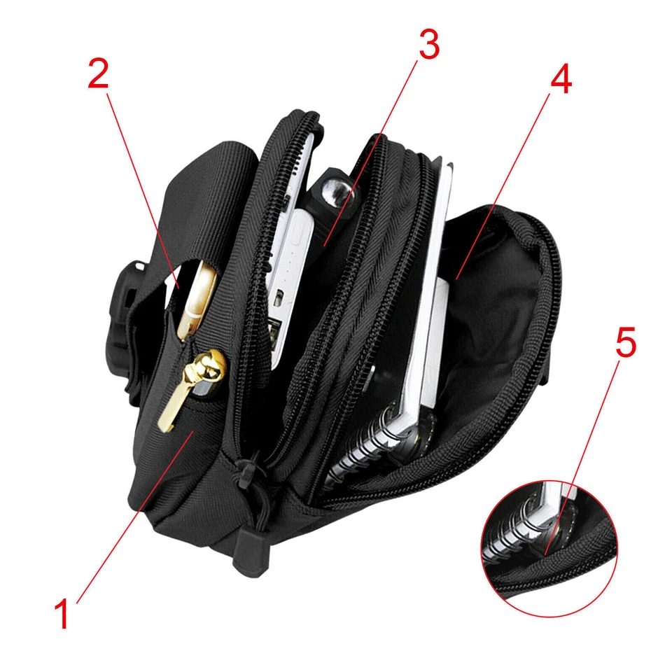 Bolso Cinturón Táctico Camping Militar Molle Pequeña Bolsa Cartera Bum Hip PackCo - Imagen 4 de 4