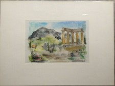::FRANZ EHMKE *1928 -2018 °GREECE ACROPOLIS AFTER CORFU COLUMNS SIGNED