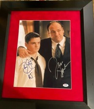 Sopranos James Gandolfini (Tony) & Robert Iler (AJ) autograph Photo 11x14