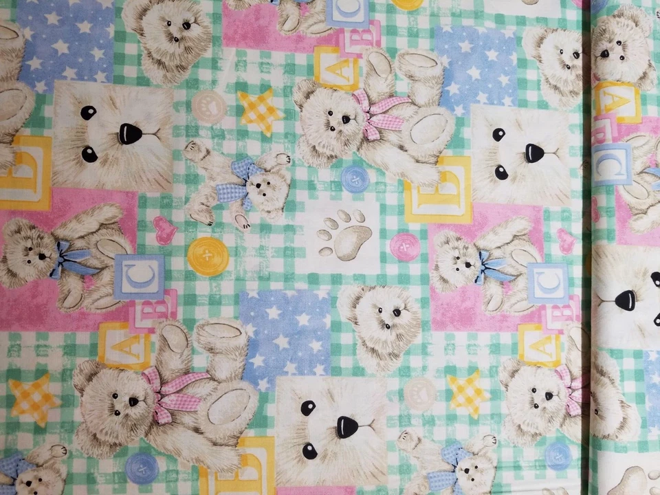 VTG BOYDS BEARS Fabric 100% cotton Spectrix baby nursery ABC blocks NEW BTY - Image 3 of 4