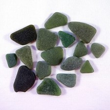 Genuine Surf Tumbled Sea Glass MA Coast Mixed Lot of Frosted Shades of Green
